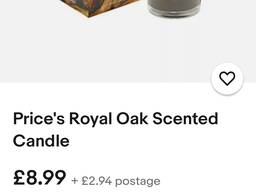 Prices Royal Oak candles